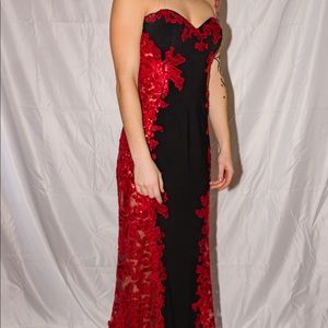 Red and black prom dress
